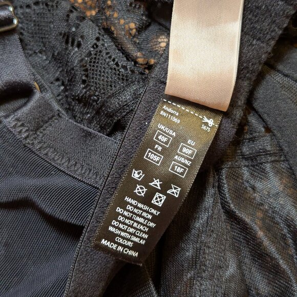 Panache Andorra Bra style 5675 Women's Size 40F Semi-Sheer Black Lace Underwire - Picture 3 of 6